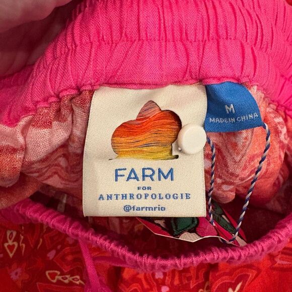NWT Farm Rio x Anthropologie Linen Blend Drawstring Shorts Medium - Picture 7 of 9